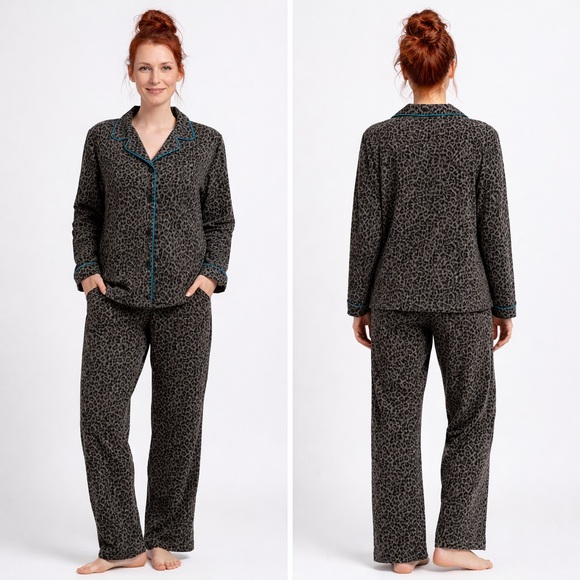 Gilligan & O'Malley Other - Gilligan & O’Malley NWOT Leopard Print Pajama Set Button Front Size Small Medium